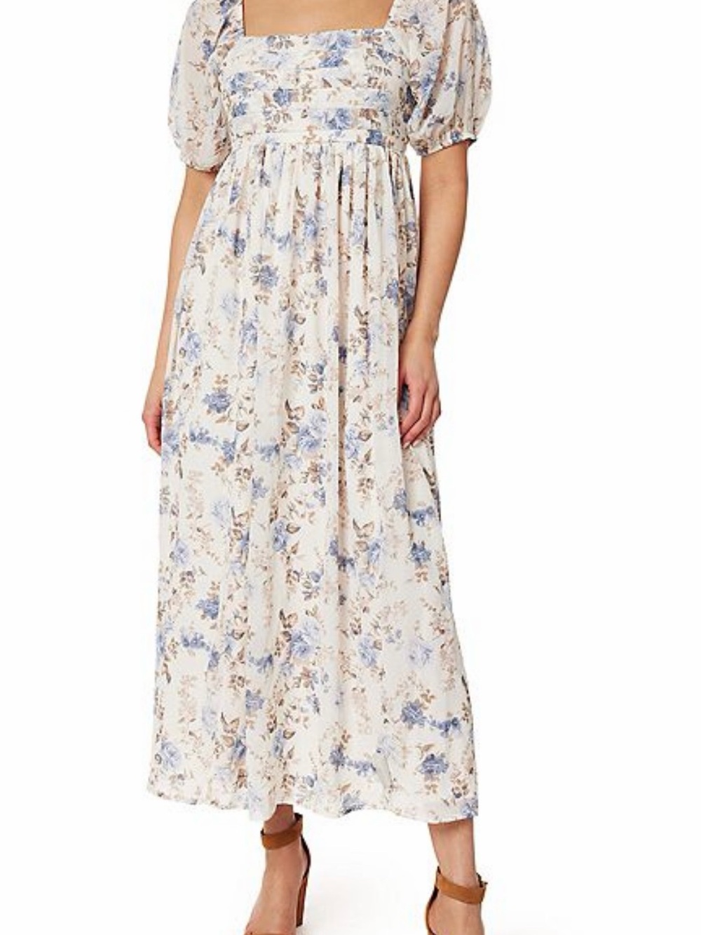 Wallflower Cream Maxi Dress with Blue Floral Print Size XL NWT